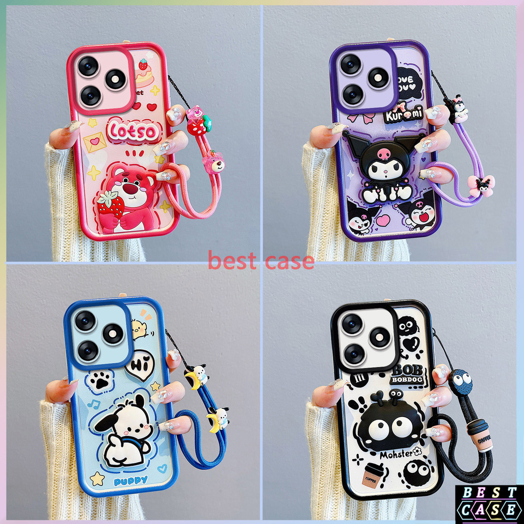 กรณี Tecno Spark 10 4G กรณี Tecno Spark 10C กรณีสตรอเบอร์รี่หมี Kuromi การ์ตูนสามมิติรูปตุ๊กตาน่ารัก