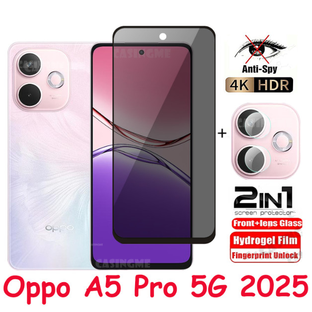 สําหรับOppo A5 Pro 5G 2025 กระจกนิรภัยส่วนตัวAnti-Spyคลุมทั้งหมดป้องกันหน้าจอAnti Peekความเป็นส่วนตัวฟิล์มสําหรับOppo A5x A5 Pro A5Pro 5A OppoA5Pro 5G 4G 2025 Anti Peekฟิล์มความเป็นส่วนตัว