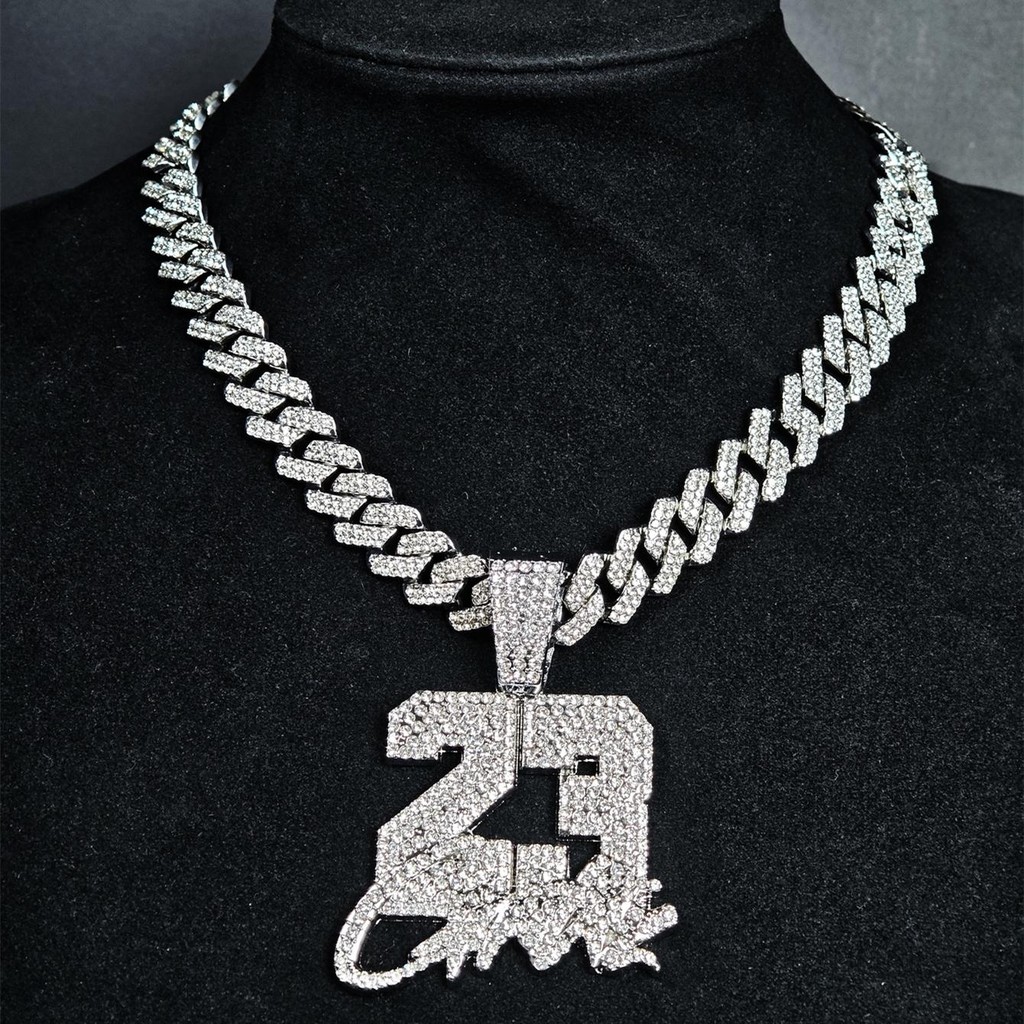 2025 สร้อยคอฮิปฮอปผู้ชายใหม่ 50 ซม. เข็มขัดโซ่คิวบาเบอร์ 23 จี้น้ําแข็งสร้อยคอผู้ชาย