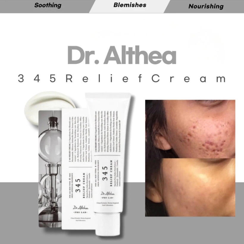 Dr Althea 345 Relief Cream Whitening Soothing Moisturizer ผิวปัดเป่าใบหน้าสิว Dark Spot Skincare ครี