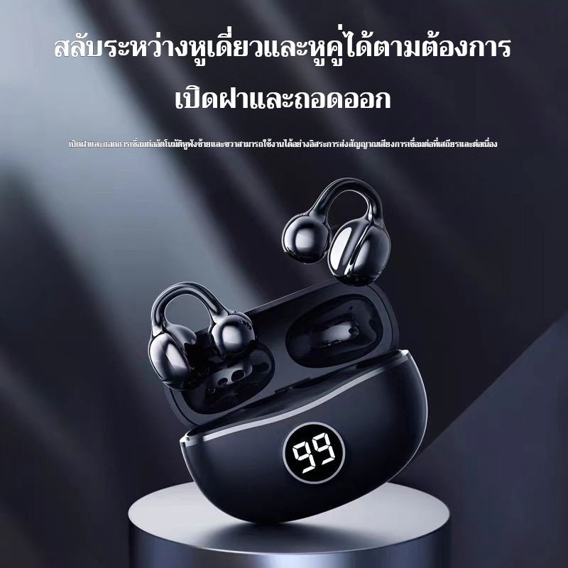 ✨หูฟังบลูทูธ D15 คลิปหู แสดงระดับแบตเตอรี่ HIFI ตัดเสียงรบกวน ชาร์จ TYPE-C ยาวนาน