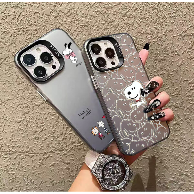 Snoopyเคสโทรศัพท์สําหรับxiaomi Redmi 14C 13C 13 12C 10 หมายเหตุ 14 Pro 13 12 10 11 Pro Plus 11S 10S 4G 5G Note14 ปลอกHard Disneyน่ารักชุบเลนส์โลหะปกหลัง