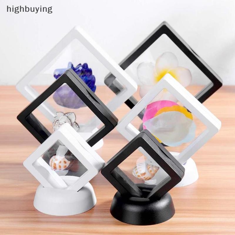 [ซื้อสูง] Square 3D Floating Jewelry Coin Display Frame Holder Box Case w/ Stand New Stock