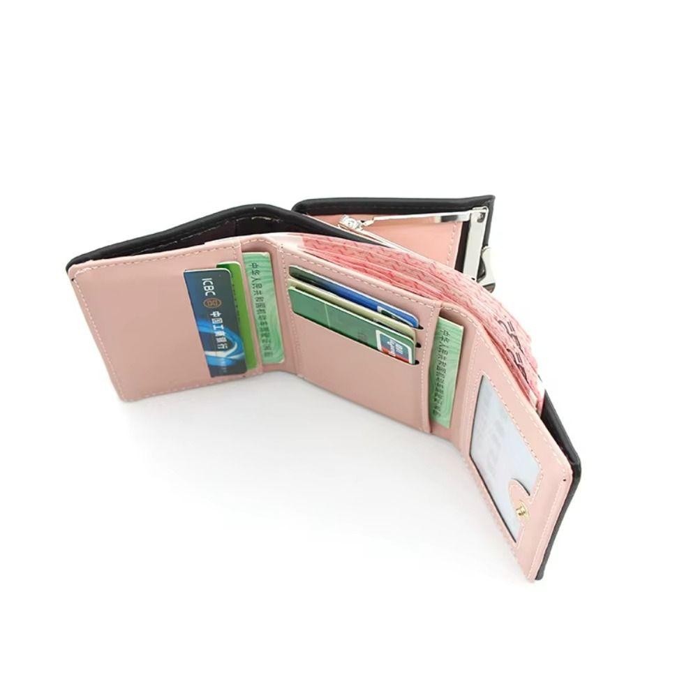 Uumir ผู้ถือบัตรเครดิต,สีทึบ Hasp Design ผู้หญิงกระเป๋าสตางค์สั้น, PU หนัง Loving Heart กระเป๋าใส่เหรียญผู้หญิงสาว