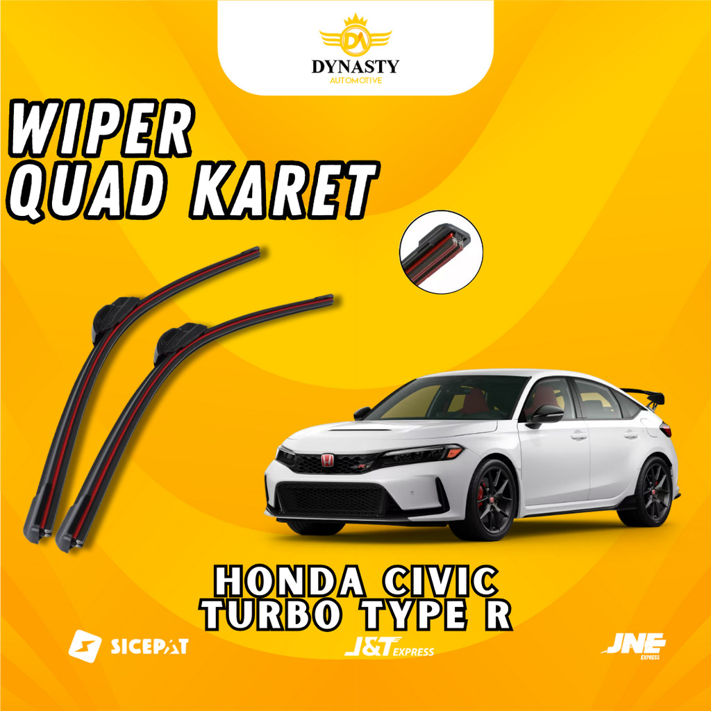 1 ชุด (2 ชิ้น) Quad Wiper - Honda Civic Turbo Type R - รุ่น Quad คู่ซ้ายและขวาไม่มีกรอบเหล็ก W601