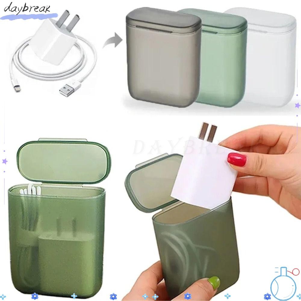 กล่องเก็บสายเคเบิลข้อมูล วันเบรียก กล่องคอนเทนเนอร์ลวดสายเคเบิลโปร่งใส หน้า พร้อมฝาปิดกล่องเก็บของตั้งโต๊ะกันฝุ่น