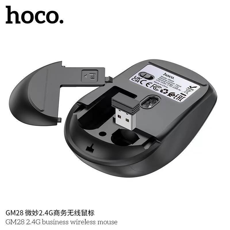HOCO GM28 เมาส์ไร้สาย เชื่อมต่อ USB 2.4G ความเร็ว 800 - 1600 DPI ปุ่มกด 4 ปุ่ม รองรับคอมพ์ โน้ตบุ้ค เมาส์ Wireless Mouse
