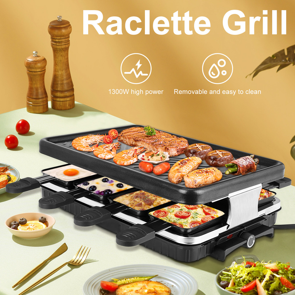 ถูกที่สุด Raclette Table Grill, Electric Korean BBQ Grill Indoor Cheese Raclette for 8 Person Non-St