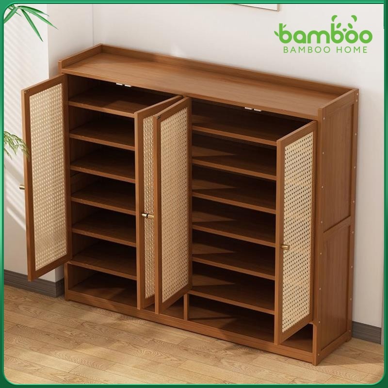 A Bamboo Home ตู้เก็บรองเท้า ตู้รองเท้า ชั้นวางรองเท้า ตู้รองเท้าไม้ หลายชั้น ตู้เก็บรองเท้ากันฝุ่น