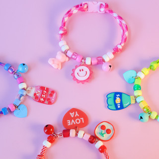 ปลอกคอสุนัข  แมว สายถักจี้ เชือกถักนุ่ม สีสันสดใส สายปรับได้…