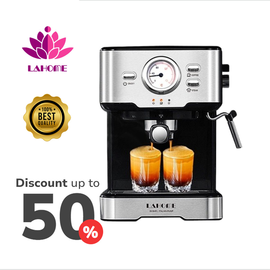 LAHOME เครื่องชงกาแฟ เครื่องชงกาแฟสด Espresso Coffee Machineเครื่องกาแฟ แฟอัตโนมัติ ปรับความเข้มข้นข