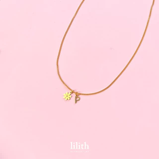 Lilith - Tiny Alphabet w/ flower charm (gold)
