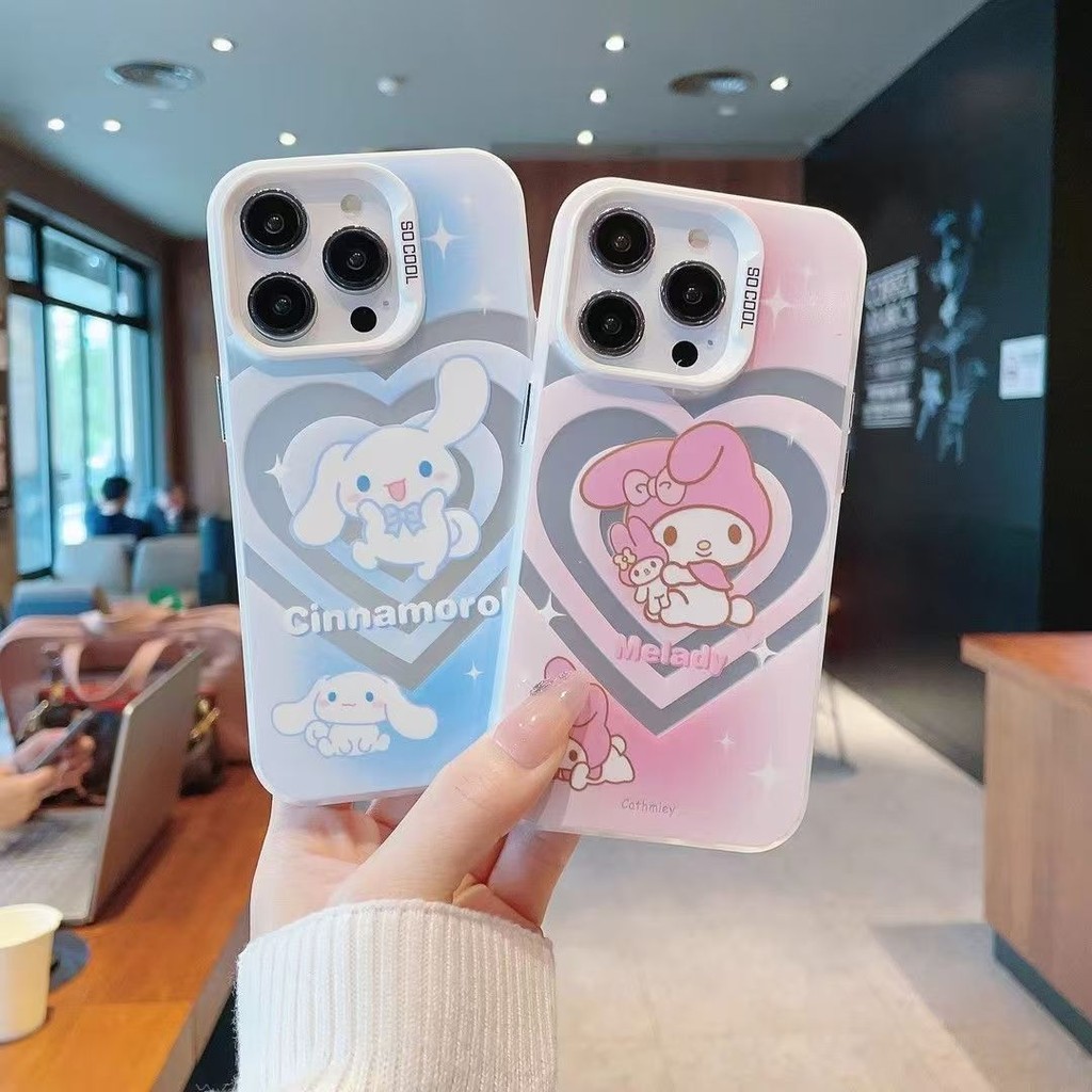 MD| เคส สำหรับ Samsung Galaxy J7 Prime A06 A16 A70 A70S A71 A72 A73 S20 S21 FE S22 S23 S24 S25 Plus Ultra M23 M31 Soft IMD สีเงิน Cinnamoroll Kuromi Melody Case