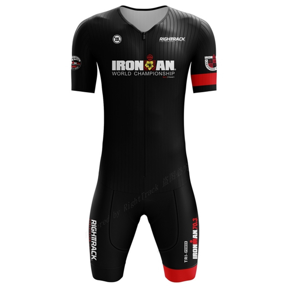 ชุดว่ายน้ำวิ่งไตรกีฬาแขนสั้นสำหรับผู้ชาย Ironman Triathlon ฤดูร้อนใหม่ ชุดว่ายน้ำแบบชิ้นเดียว แห้งเร็ว ระบายอากาศได้ดี ชุดเด็ก