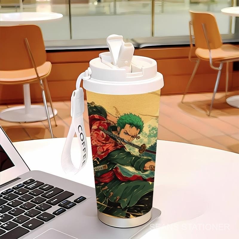 แก้วกาแฟพร้อมสายรัดข้อมือ Zoro แบบหุ้มฉนวน ดีไซน์แก้วทนความเย็นพร้อมสายรัด ขวดแช่เย็น แก้วน้ำทนความร
