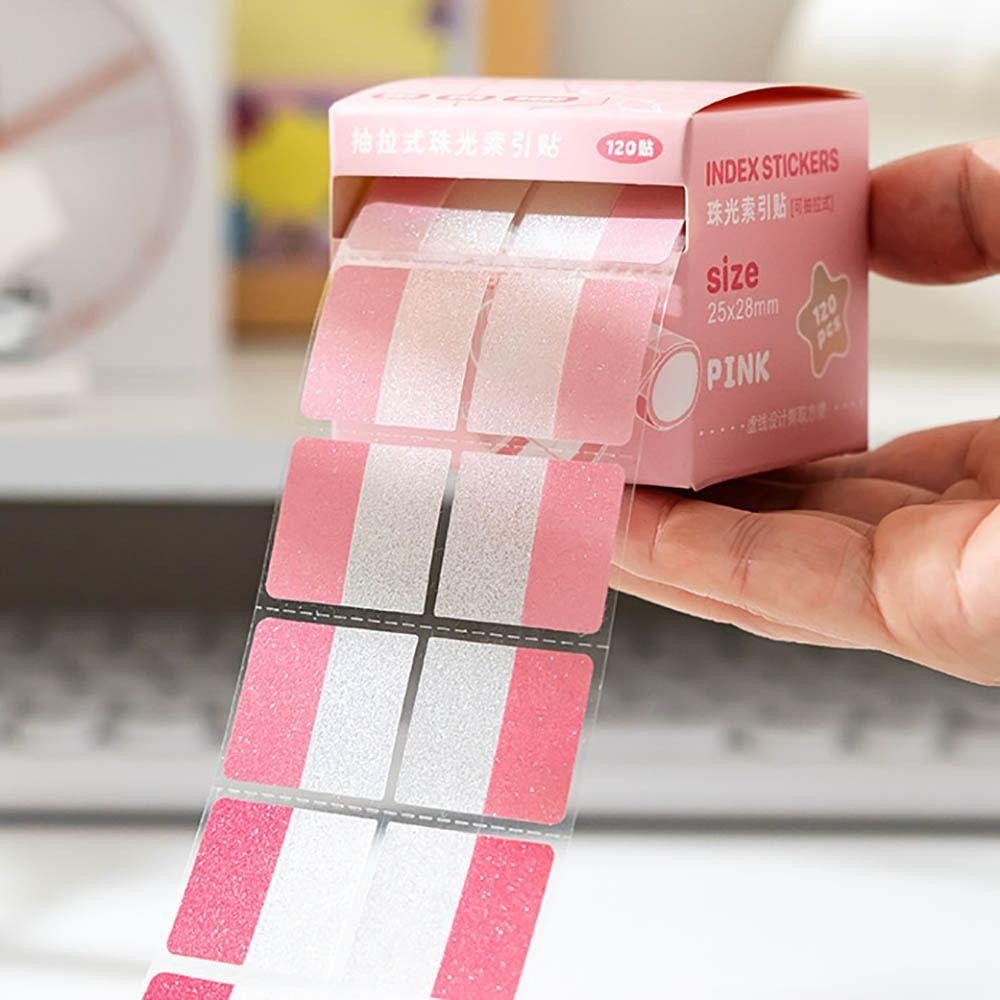 LONTIME Pearlescent Sticky Tabs,โปร่งใส Pearl Aesthetic เครื่องเขียนสติกเกอร์ฉลากดึงออก,ที่มีประสิทธิภาพ Writable Blank Back Full กาว Sticky Notes สํานักงานโรงเรียน - รูปที่ 3