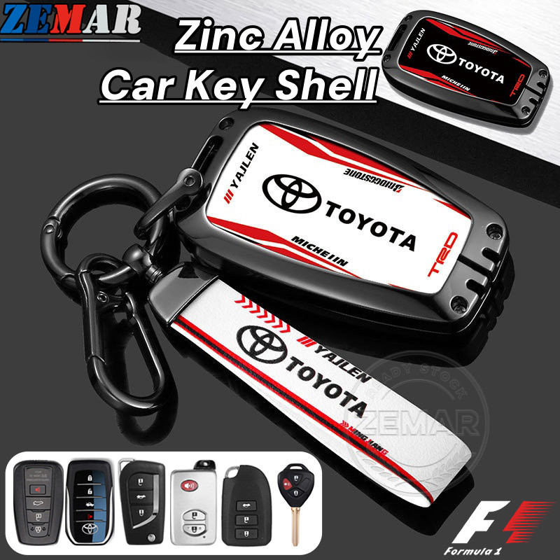 Toyota ฝาครอบกุญแจโลหะผสมสังกะสี เคสสมาร์ทคีย์รถยนต์ สําหรับ Prius Fortuner Corolla Cross CHR Camry Wish Vios Veloz Estima Sienta Yaris Ativ Altis Hilux Revo bZ4X Hiace