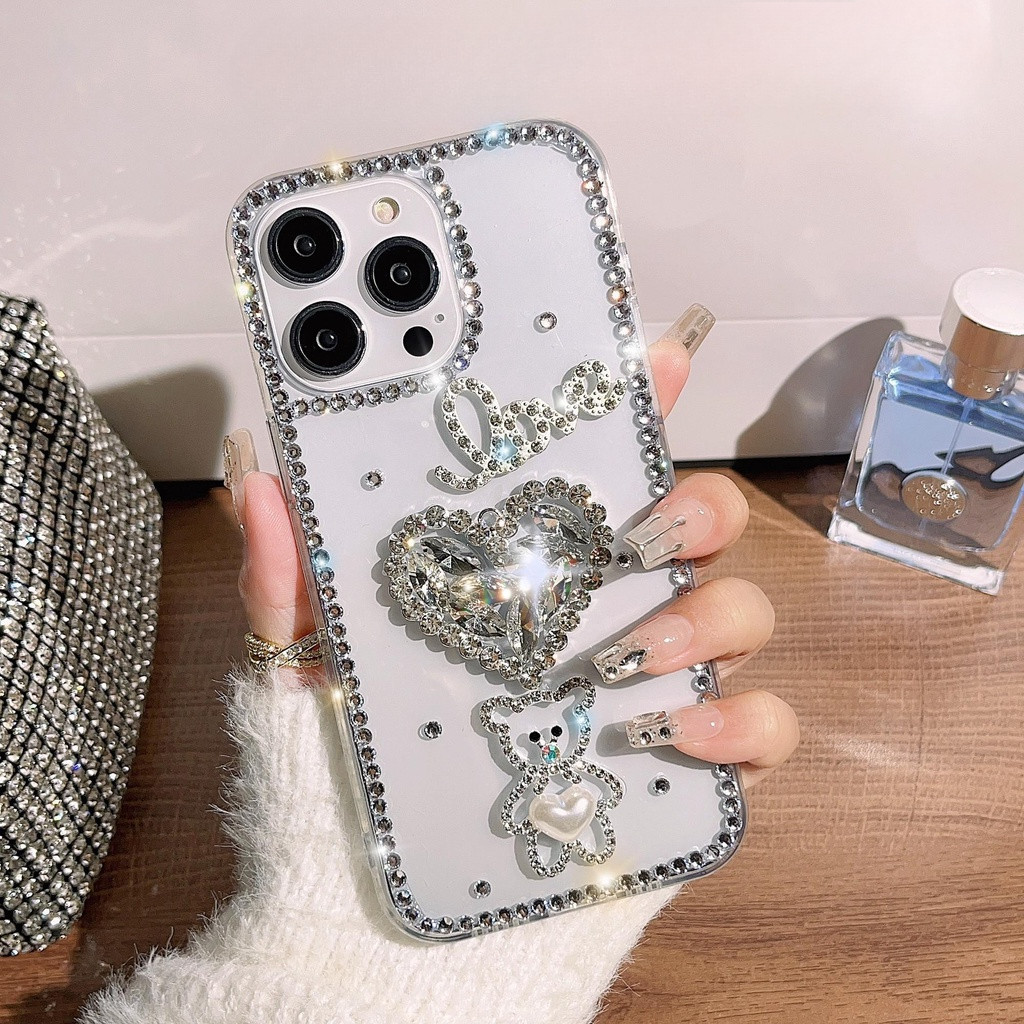 แฟชั่นหมีน่ารักเพชรเงาสําหรับ Honor 200 สมาร์ท 90 70 400 Lite 5G X5C Play 10 X6C X6B X8B X8A X7A X7C