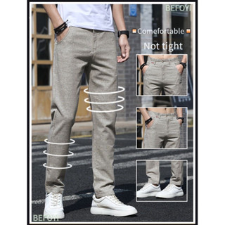 กางเกงขายาวผู้ชายขาตรงลําลองหลวมสีทึบสไตล์เกาหลีระบายอากาศสบ…