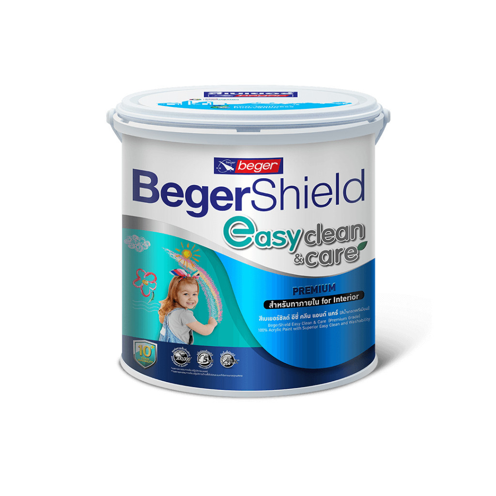 Beger อีซี่คลีน กึ่งเงา ขนาด 9 ลิตร สีตามสั่ง EasyClean&Care เลือกสีได้ ตามใจชอบ สีทาภายใน เกรดสูง 10 ปี เช็ดล้างได้