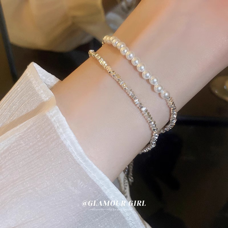 สร้อยข้อมือมุกประดับลูกปัดกลม แสงหรูหราประณีต เครื่องประดับระดับไฮเอนด์ หลากสี