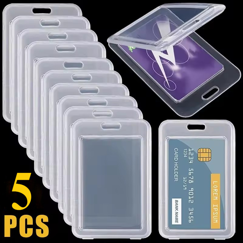 1/3/5 ชิ้น Dual-Sided Clear ID Card Protector - ฝาครอบแบบพับกันน้ําและกันฝุ่น, การออกแบบ Arc Ergonomic สําหรับใช้ในทุกวัน (11.2x7 ซม.)