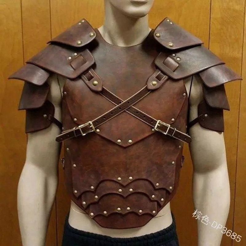 European Ancient Medieval Leather Armor Viking Warrior Cosplay Drama Stage Performance Costume