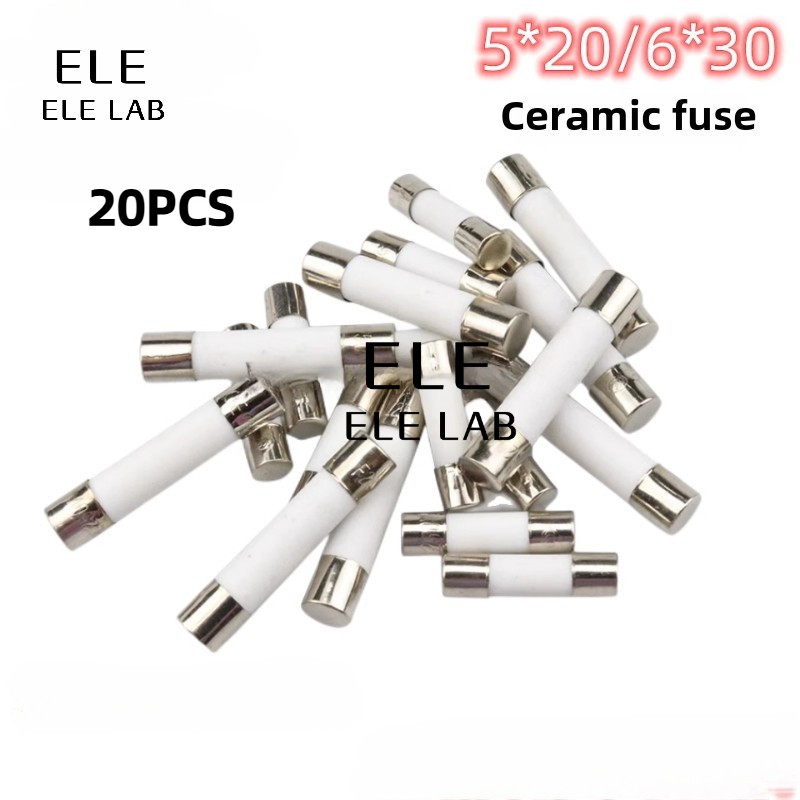 20 ชิ้นเซรามิคหลอดฟิวส์ 5x20 มม.6x30 มม.250V 1A/2A/3A/5A/6.3A/8A/10A/15A/30A สําหรับ Electronics, อุปกรณ์อุตสาหกรรม, และแหล่งจ่ายไฟป้องกัน