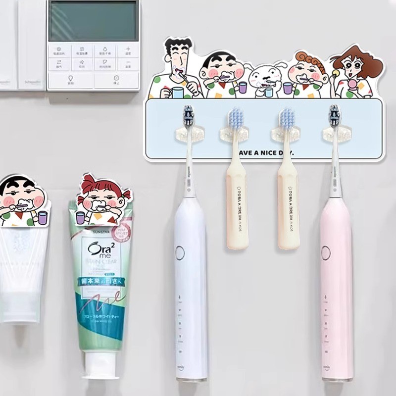 ชั้นวางแปรงสีฟันสําหรับครอบครัว Crayon Shin-Chan คลิปยาสีฟันอนิเมะน่ารัก