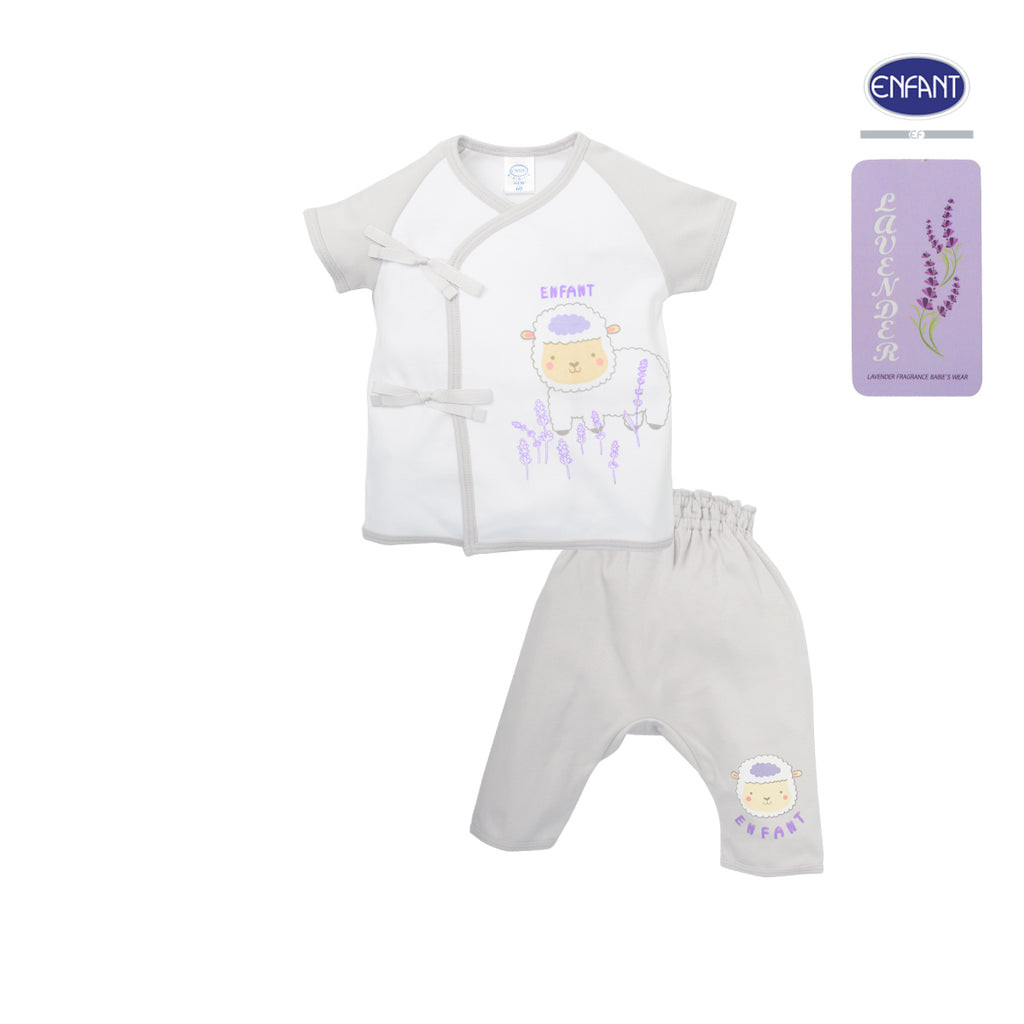 Enfant  เสื้อผูกแขนสั้น+กางเกงขาสามส่วน ลาเวนเดอร์