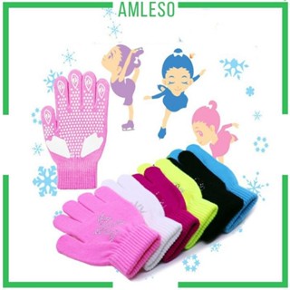 [Amleso] รองเท้าสเก็ต ผ้าถัก ประดับพลอยเทียม สีชมพู และสีดํา…