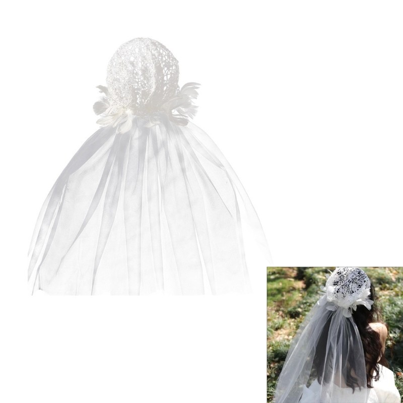 WIT Feather เจ้าสาว Veil หมวก Headscarf เจ้าสาว Headpiece เจ้าสาว Head Covering