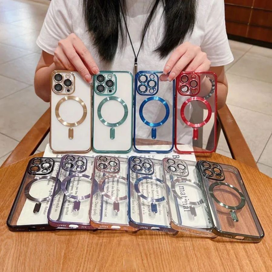 เคสโทรศัพท์มือถือ ซิลิโคนนิ่ม กันกระแทก ป้องกันเลนส์แม่เหล็ก หรูหรา สําหรับ IPhone 14 Pro Max IP 12Pro Max 15 Pro 13Pro Max