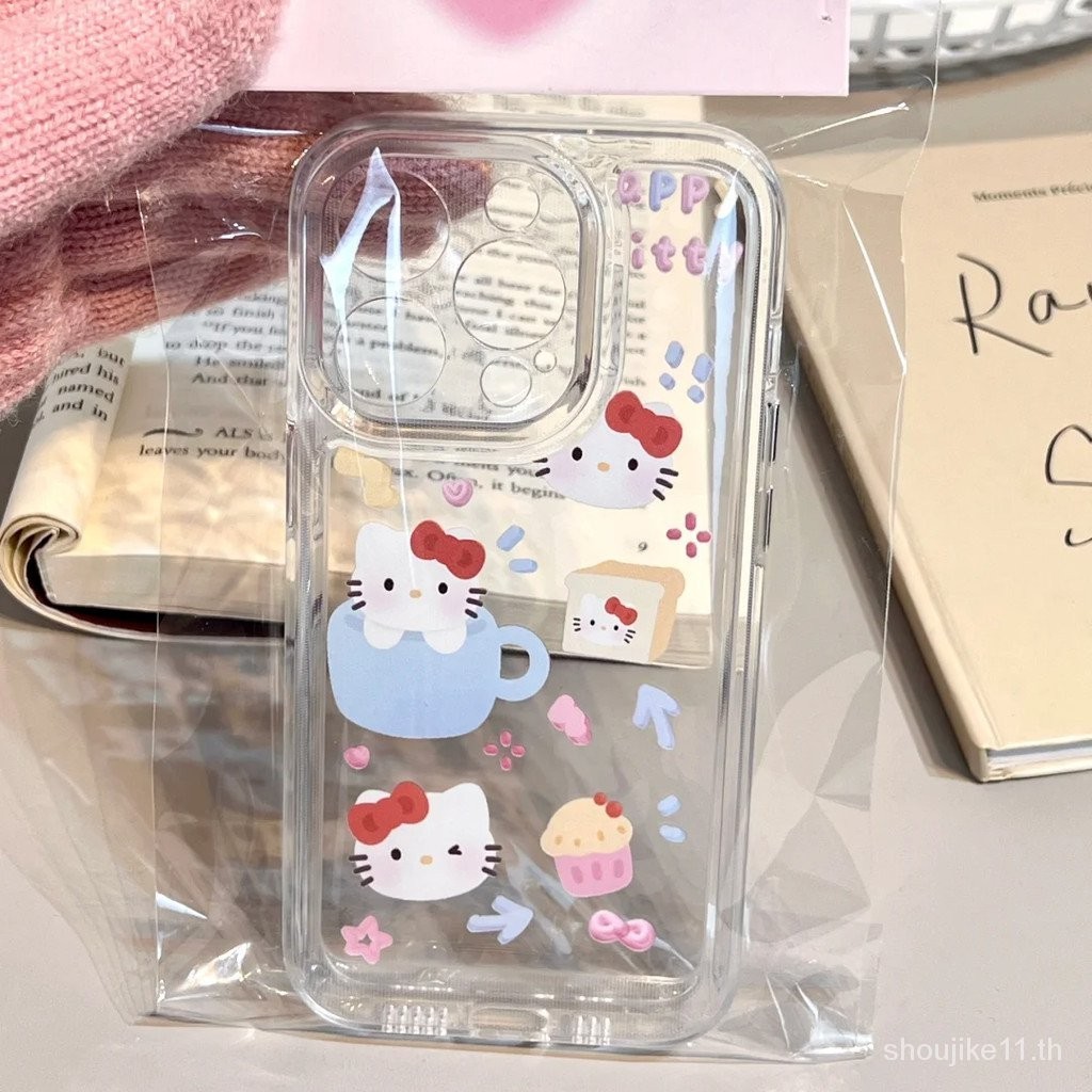 เคสโทรศัพท์มือถือนิ่ม แบบใส ลายแมวคิตตี้น่ารัก สําหรับ Apple Iphone 11 12 13 14 15promax 7 8p UV3S