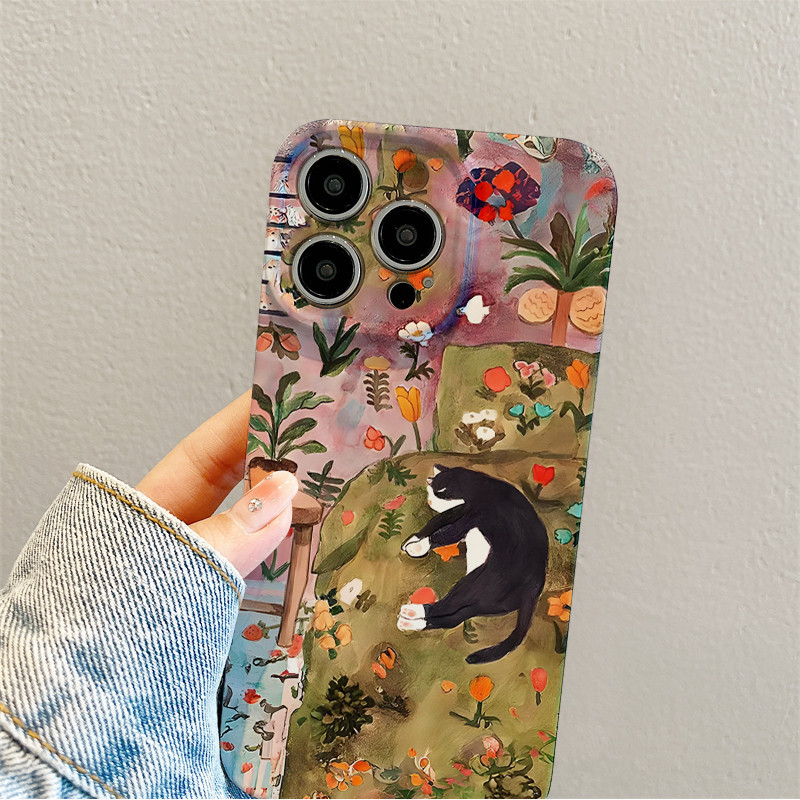 เคสโทรศัพท์มือถือแบบแข็ง กันกระแทก ลายการ์ตูนแมวเรือนกระจกน่ารัก สําหรับ iPhone 15 14 13 12 11 pro Max se X XR XS Max 7 8 6 6s Plus