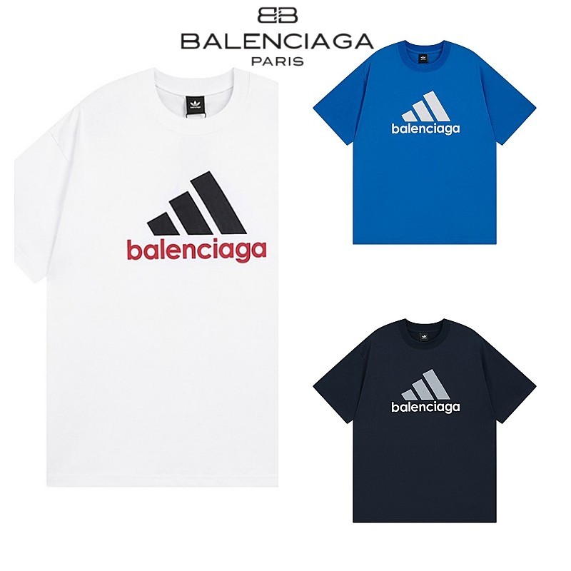 Balenciaga เสื้อยืดแขนสั้น ผ้าฝ้ายแท้ พิมพ์ลายโลโก้ ทรงหลวม แฟชั่นเรียบง่าย สําหรับผู้ชาย และผู้หญิง