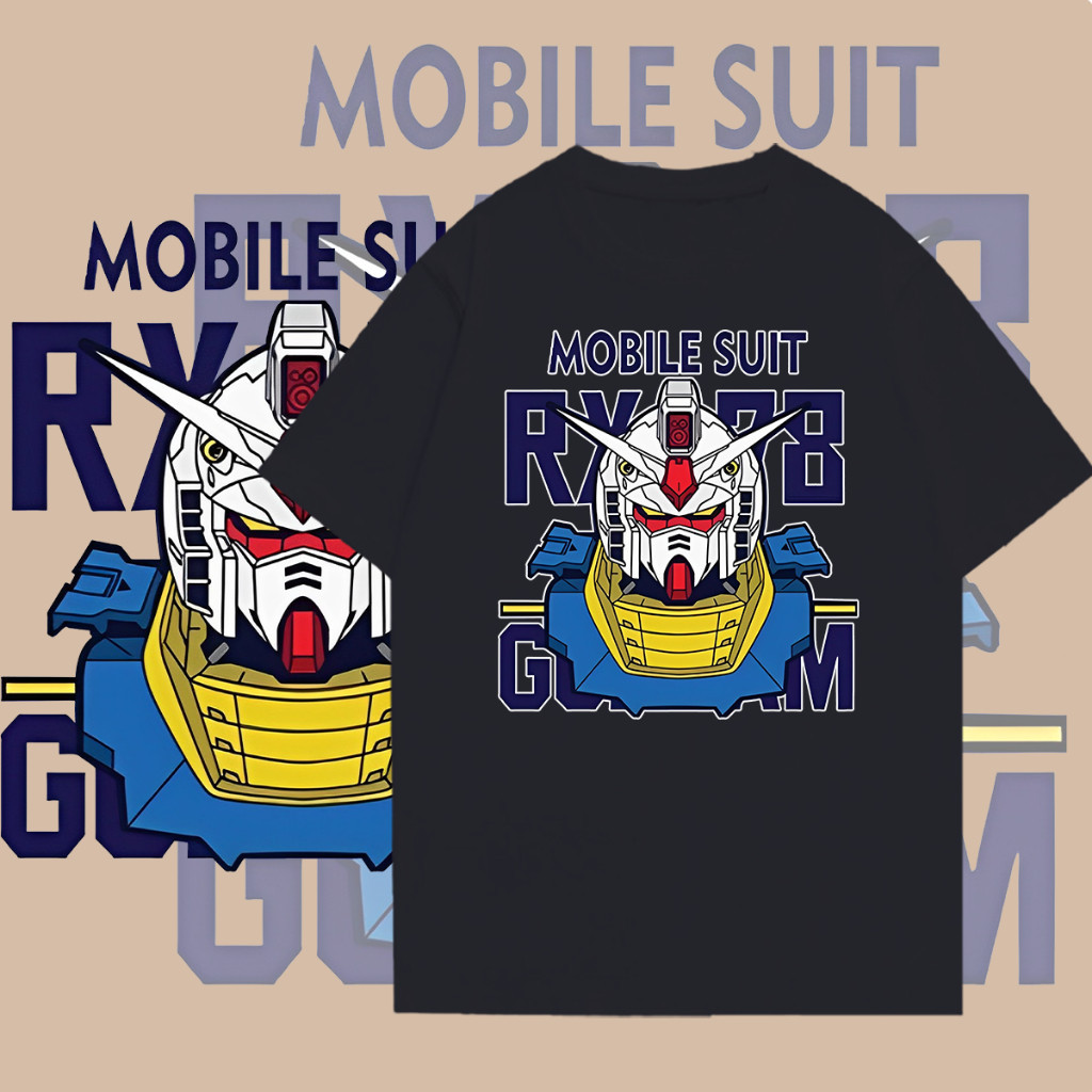เสื้อยืดคอตตอน Gundam Mobile Suit แขนสั้น Anime T-Shirt ชายและผู้หญิง S-5XL