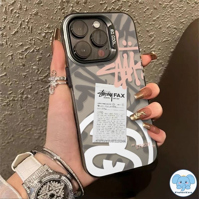 คู่รักแบรนด์กราฟิติติดป้ายความหรูหราการชุบฝาครอบเลนส์โลหะ iPhone 11 12 15 XR 14 13 Pro Max 8 15 7 Plus X XS Max SE