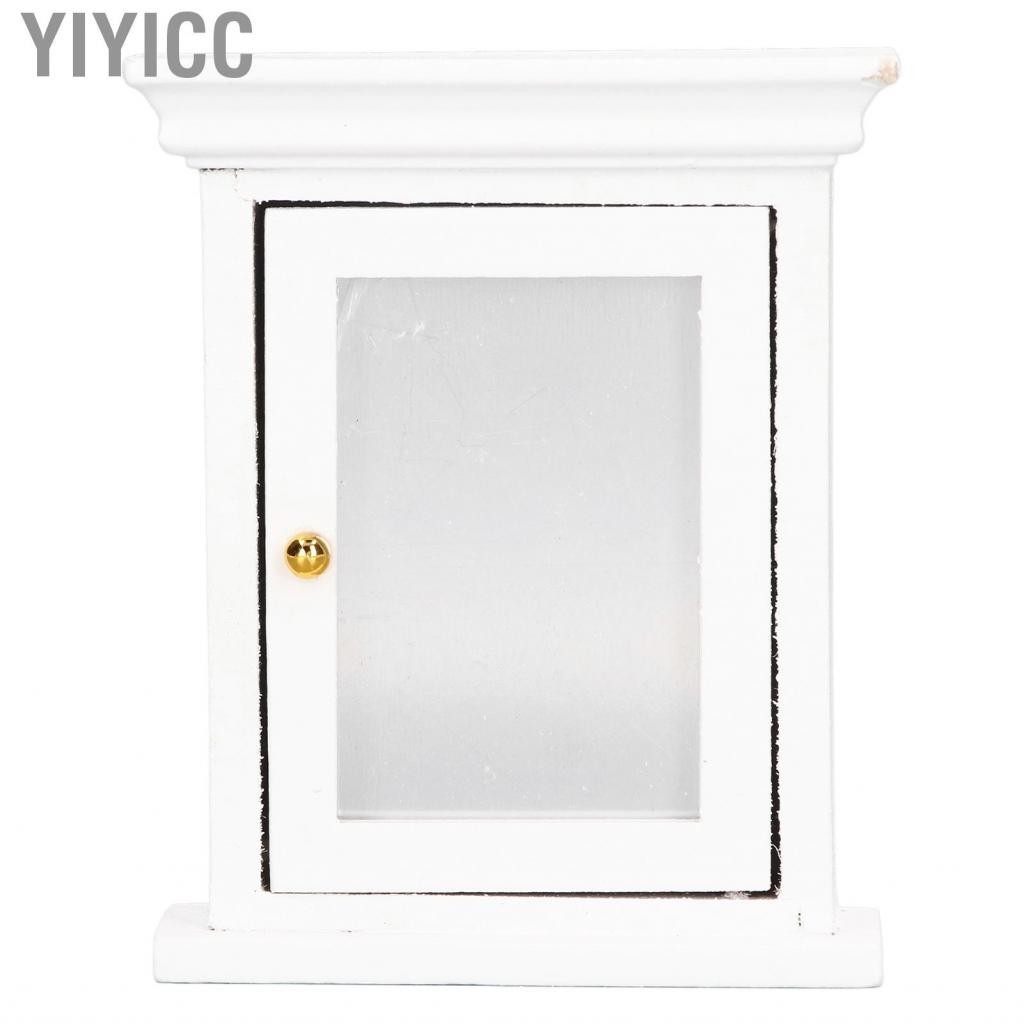 Yiyicc Dollhouse Mini Mirror Cabinet 1:12 Miniature Mirrored White Bathroom
