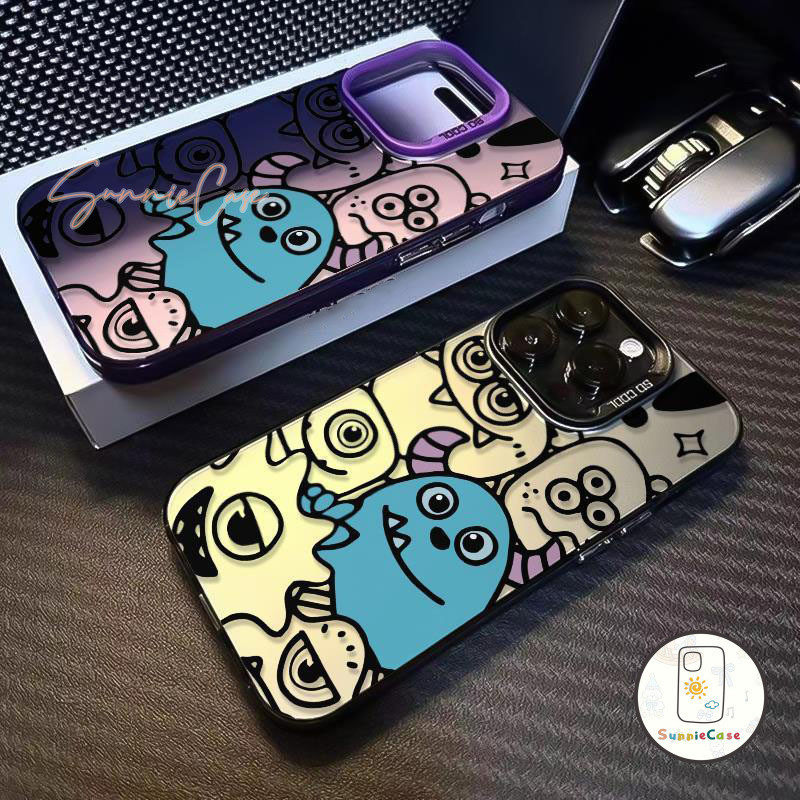 ตัวการ์ตูนสีฟ้าตัวเล็ก ๆ สีเขียวสะดุดตา อ่อนนุ่มใช้ได้กับ iphone 15 XR 11 12 13 14 Pro Max X 15 8 7 14 Plus XS Max