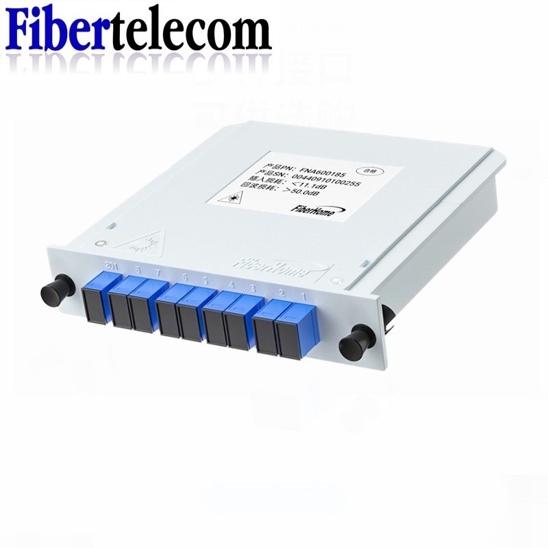 Fiberhome 1-2 1-4 1-8 1-16 SC UPC Optical Fiber PLC Splitter Cassette กล่อง Plug-in Type Optical Splitter ทั้งหมดสีฟ้า