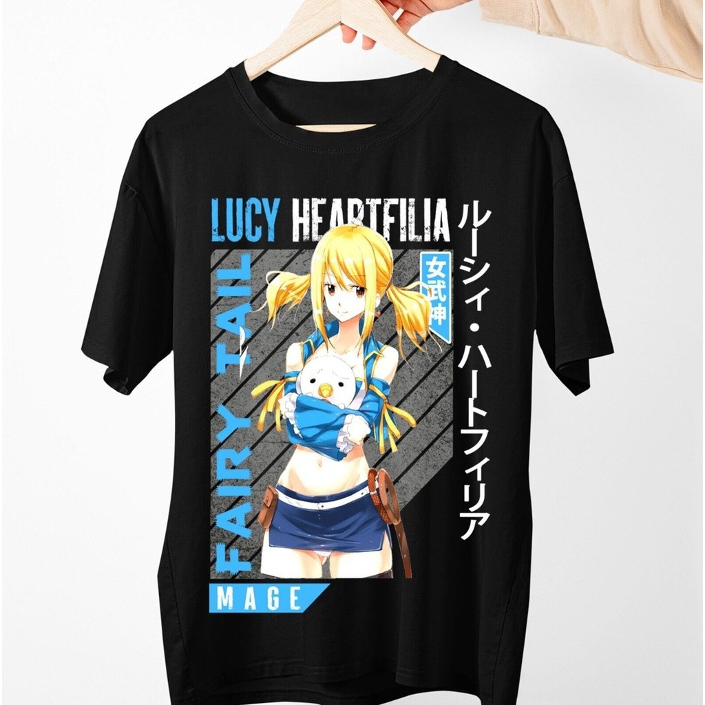 Fairy Tail Anime Lucy Heartfilia Graphic Tee เสื ้ อยืดใหม ่