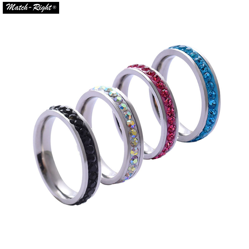 4 มม.สีเงินแหวนสแตนเลส Rhinestone แหวนสําหรับสาว Ins แฟชั ่ นเครื ่ องประดับของขวัญ Party #5040