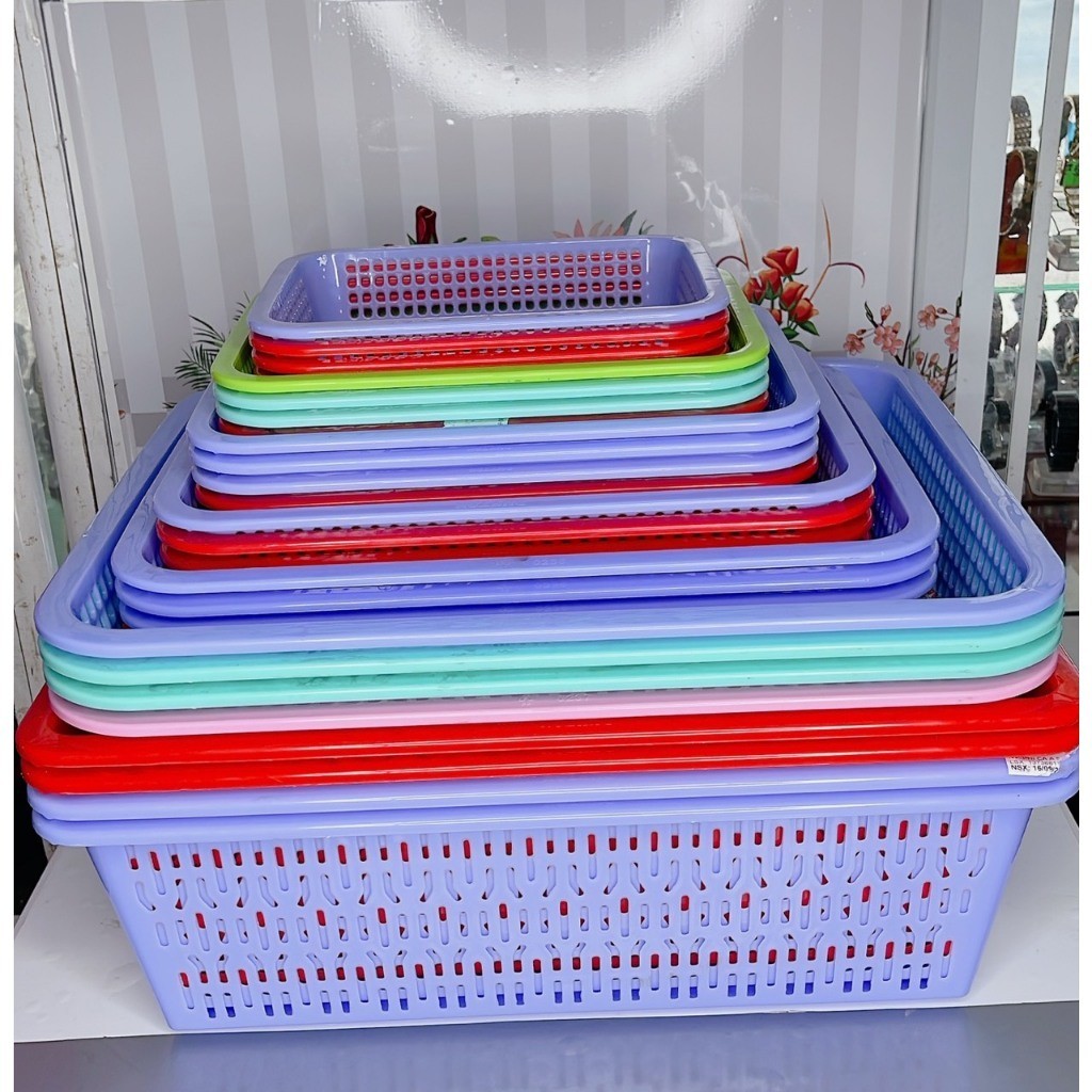 Combo 2 Duy Tan ตะกร้าพลาสติกสี่เหลี่ยมสูง 1T7/2T/2T2/2T6/3T/3T6/3T8