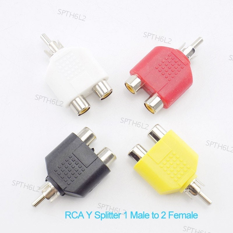Rca Plug to Double Cable Connector Y Splitter AV Audio Video Plug Converter 1 ชาย 2 หญิงอะแดปเตอร ์ ชุด AV แจ ็ ค TH6L2