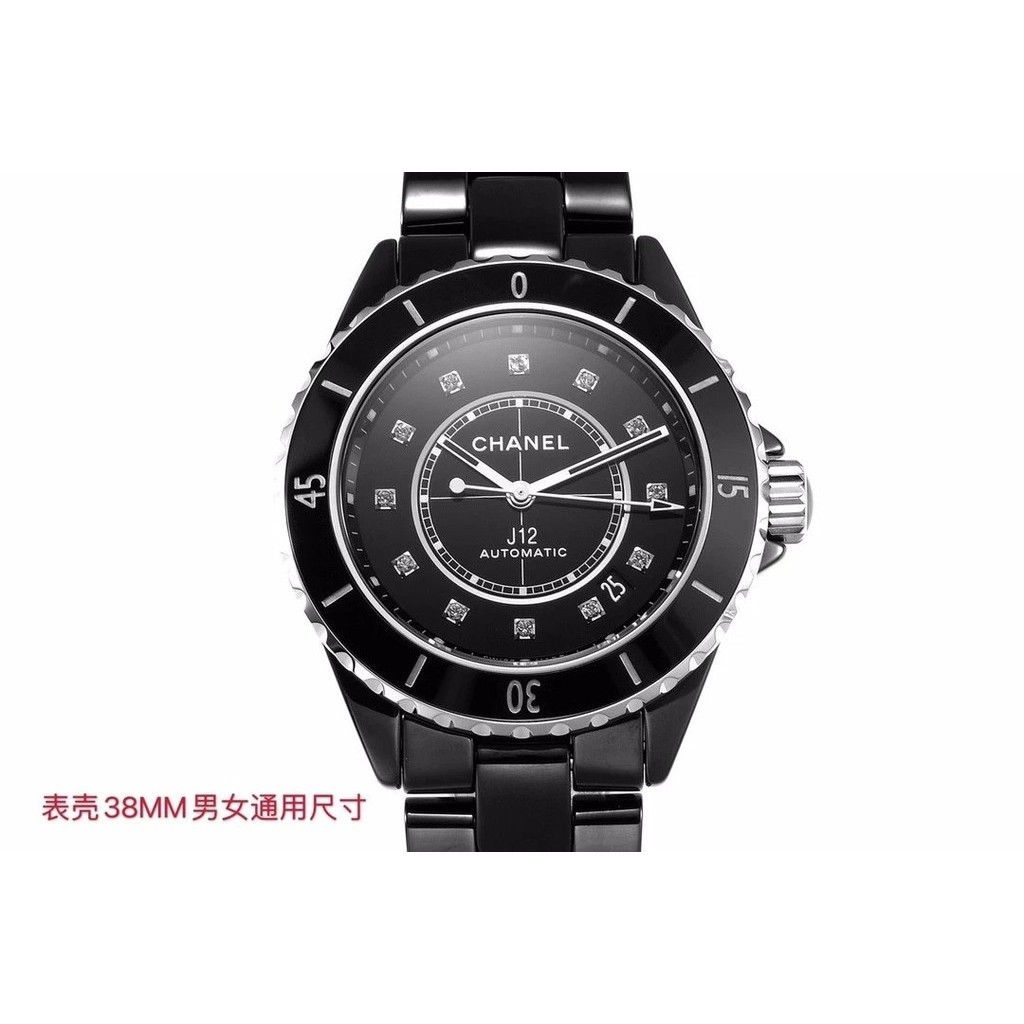 Bv โรงงานนาฬิกา Chanel J12 Series H5702 เวอร ์ ชั ่ นเกาหลีความหนาแน ่ นสูงนําเข ้ าเซรามิคสีดํานาฬิกากลไกอัตโนมัติ 38 มม.20th Anniversary Edition