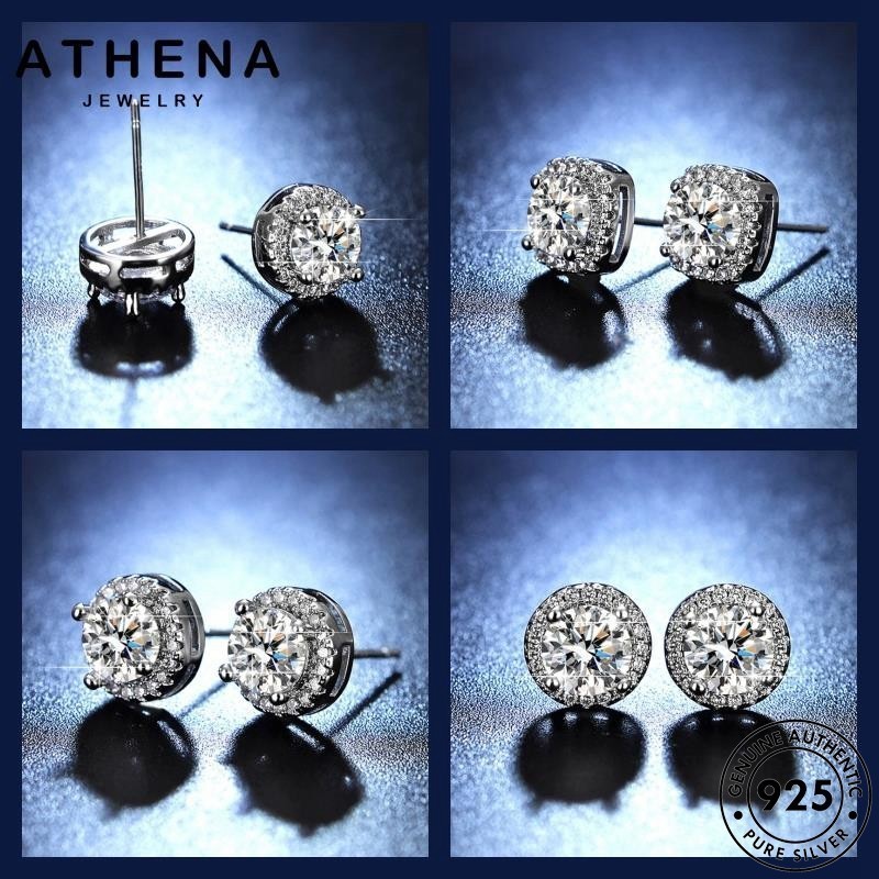 ATHENA JEWELRY ผู้หญิง ต่างหู แท้ 925 เงิน แฟชั่น เพชร ห่วง ตุ้มหู M135