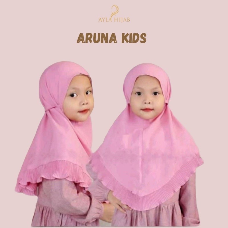 (Aruna) Bergo Maryam Anak Rempel Plisset Aruna / Hijab Idol Anak ใหม่