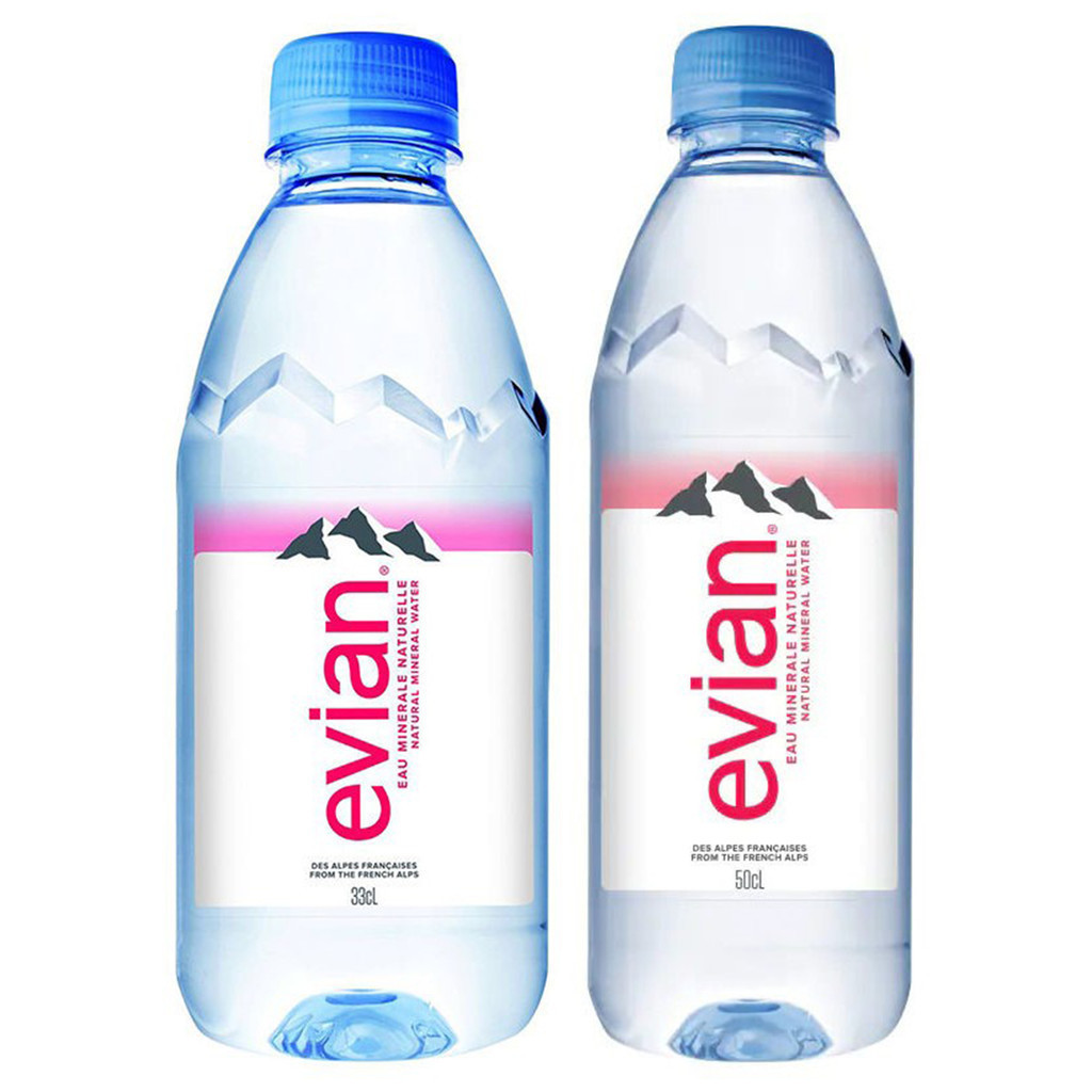 Evian Natural Mineral Water เอเวียง น้ำแร่ธรรมชาติ ขวดพลาสติก 330 500 มล. 1 ขวด