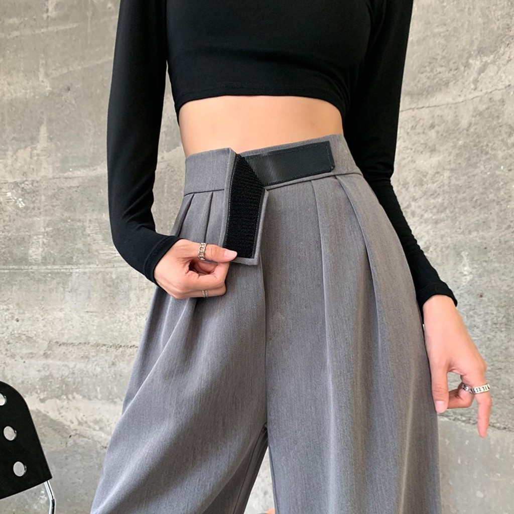 Lune_Graceกางเกงขายาวทรงกระบอก ทรงบอย เอวสูง ดีเทลจีบตรงเอว แบบตีนตุ๊กแกปรับขนาดง่าย ใส่แล้วดูขายาวขึ้น รุ่น2625